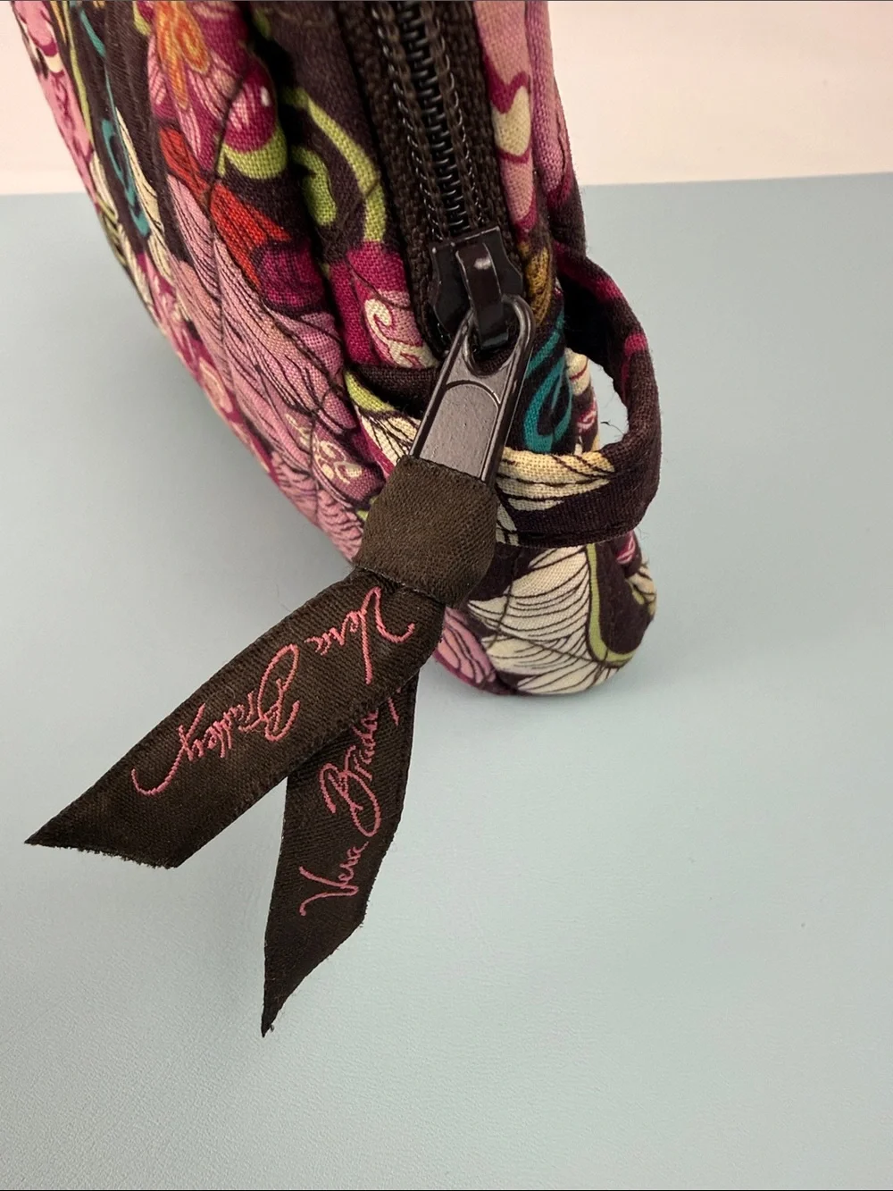 Vera Bradley Quilted Floral Cosmetic Bag in Plum and Pink